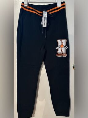 Brooklyn Basketball Track Joggers - Black & Orange